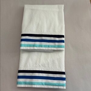 Set of 2 Standard Pottery Barn Teen striped pillow cases Beach coastal Cotton
